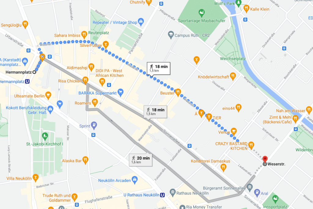 Desde Hermannplatz hasta la Weserstrasse